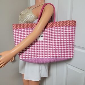 Zara NWT Large Woven Shopping Tote Bag.